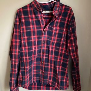Red Blue Plaid Hollister Dress Shirt